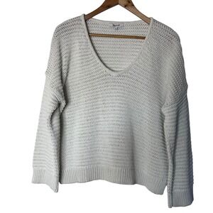 Madewell Sweater Size‎ M Breezeway Pullover Cream Knit V Neck Long Sleeve